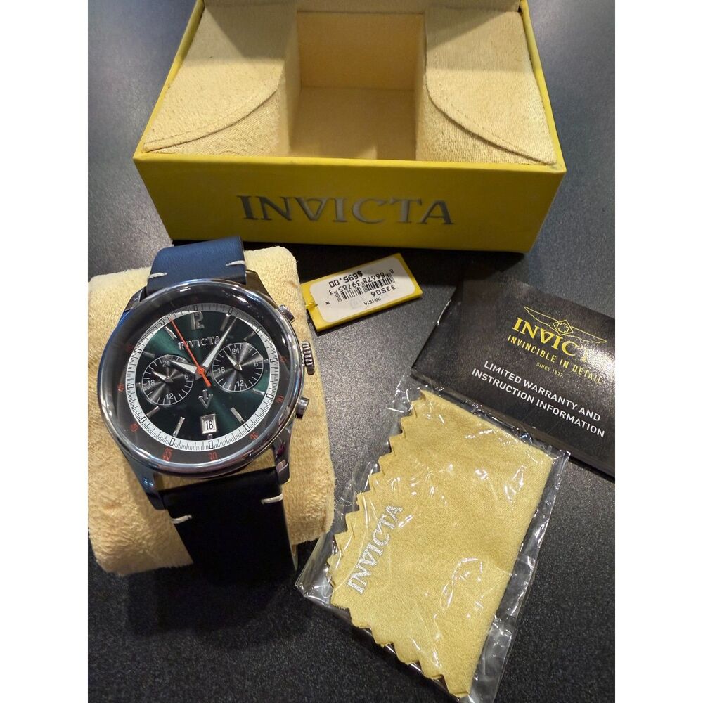 Invicta Men's 33506 Vintage Quartz Multifunction Watch Green Face New - Picture 2 of 4